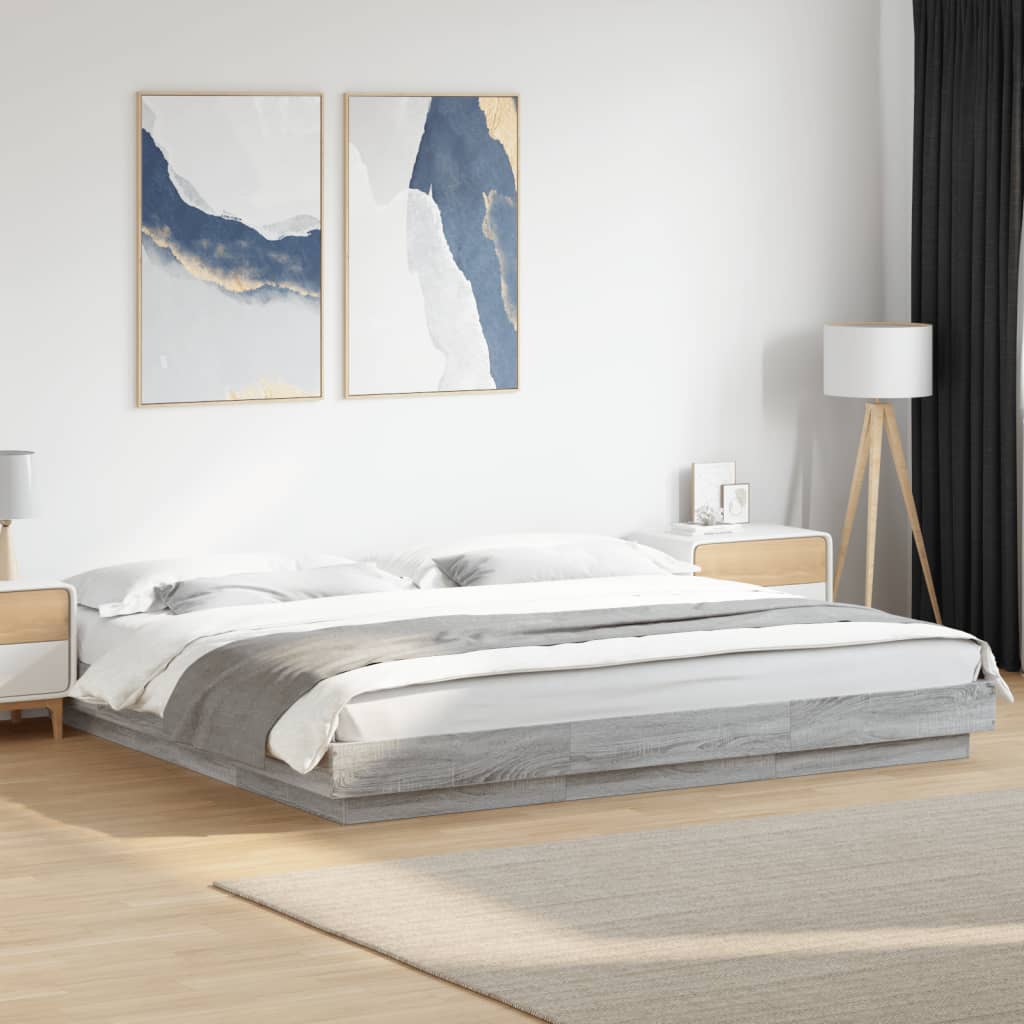 JUNG Vida Bettgestell Grau Sonoma 200x200 cm Holzwerkstoff