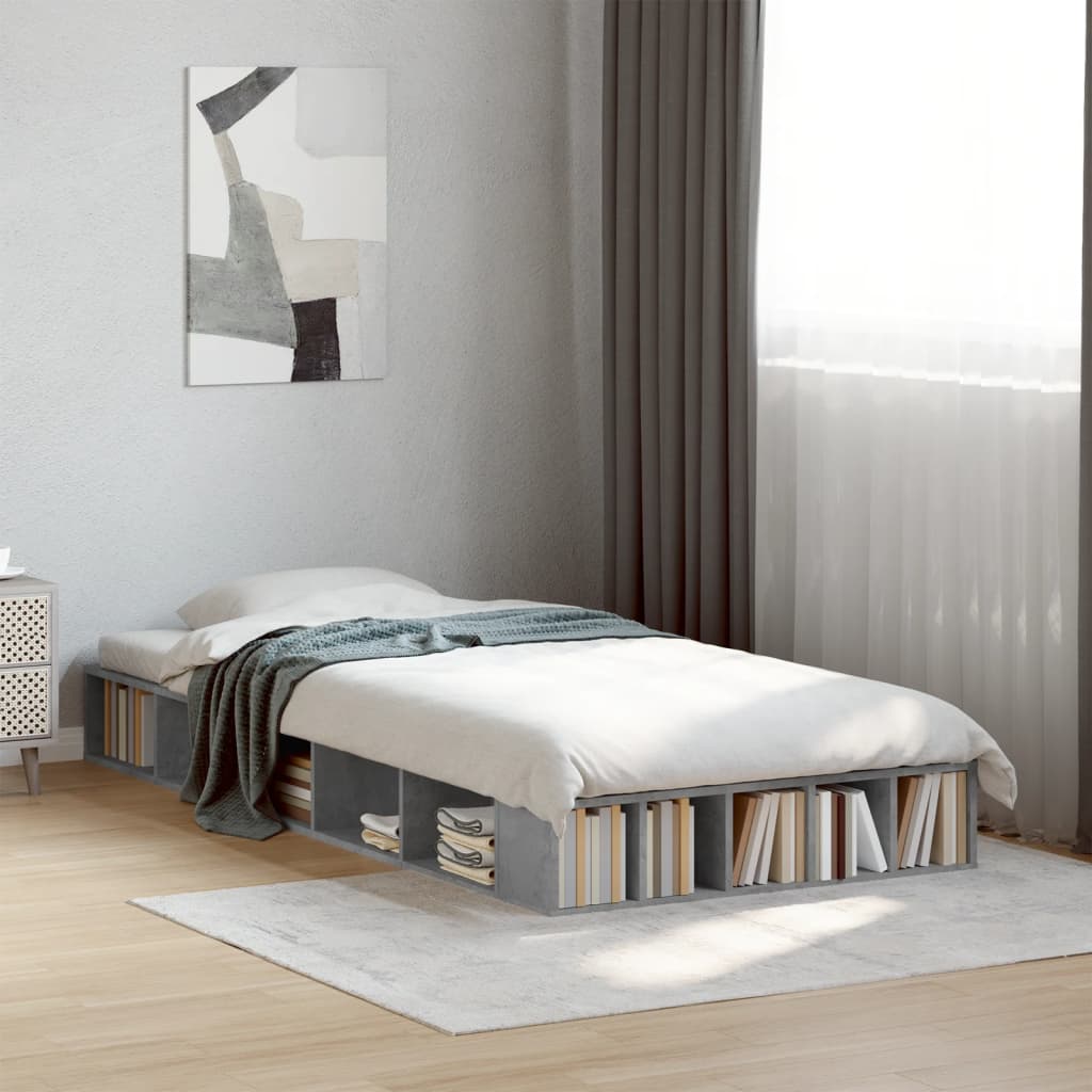 JUNG Vida Bettgestell Betongrau 100x200 cm Holzwerkstoff