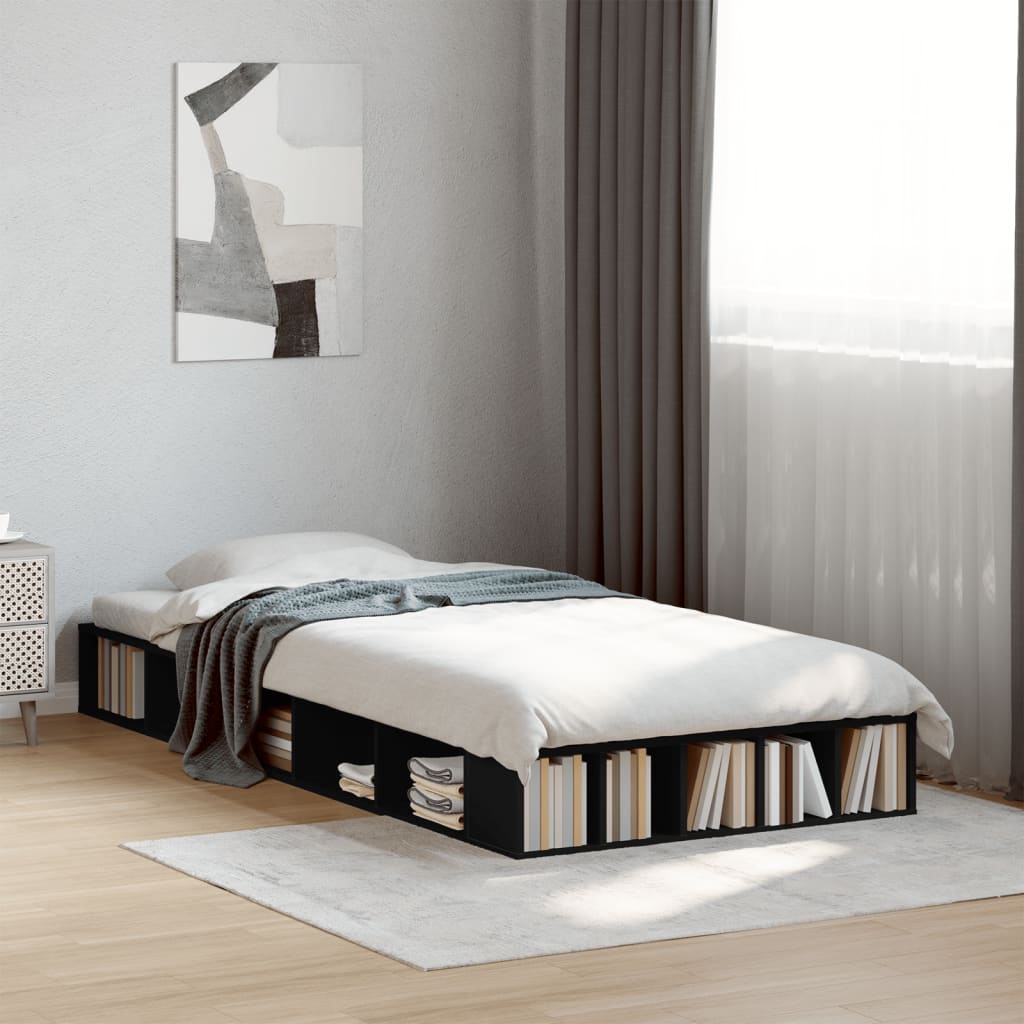 JUNG Vida Bettgestell Schwarz 75x190 cm Holzwerkstoff