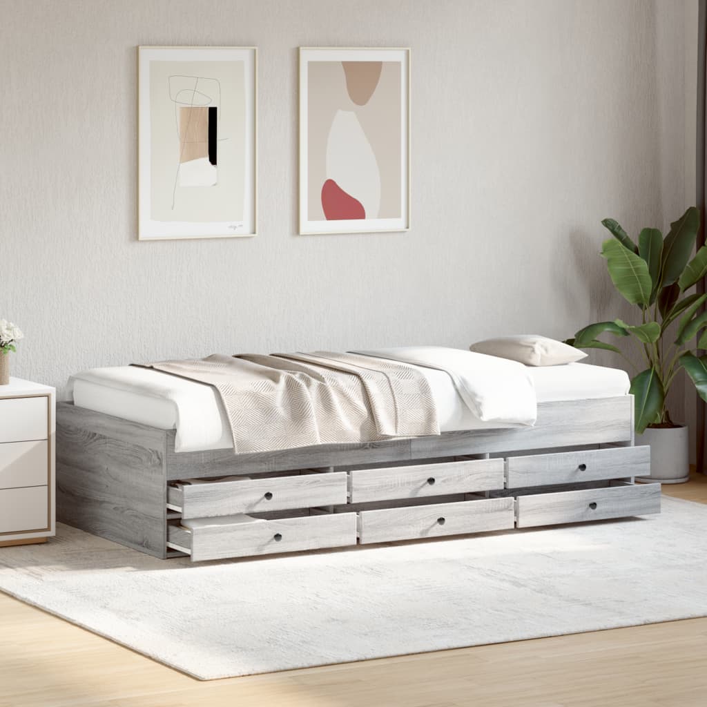 JUNG Vida Tagesbett mit Schubladen ohne Matratze Grau Sonoma 90x190 cm