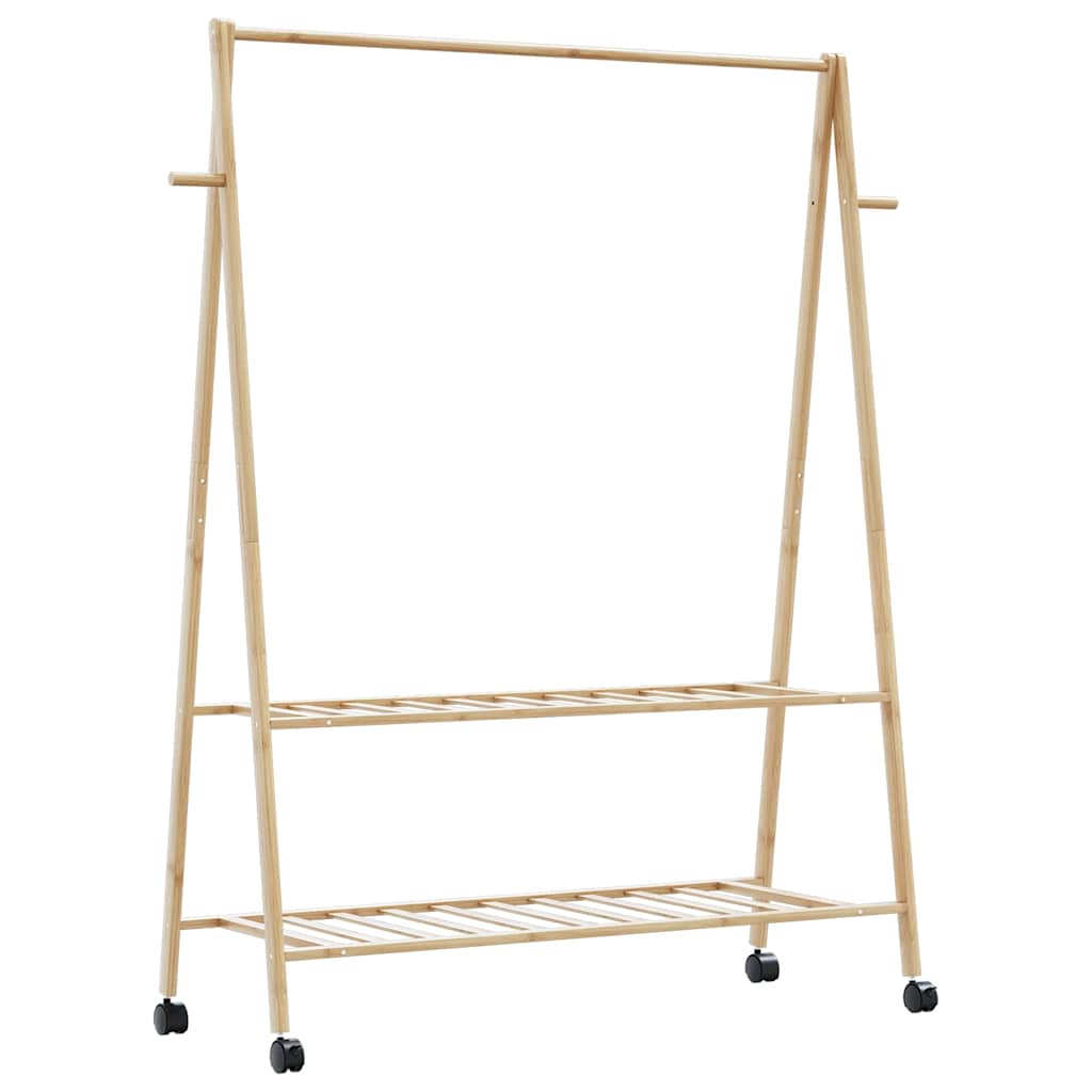 JUNG Vida Kleiderständer mit Ablagen und Rollen 132x45,5x155,5 cm Bambus