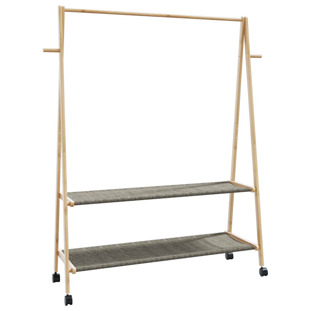 JUNG Vida Kleiderständer mit Ablagen und Rollen 132x45,5x155,5 cm Bambus