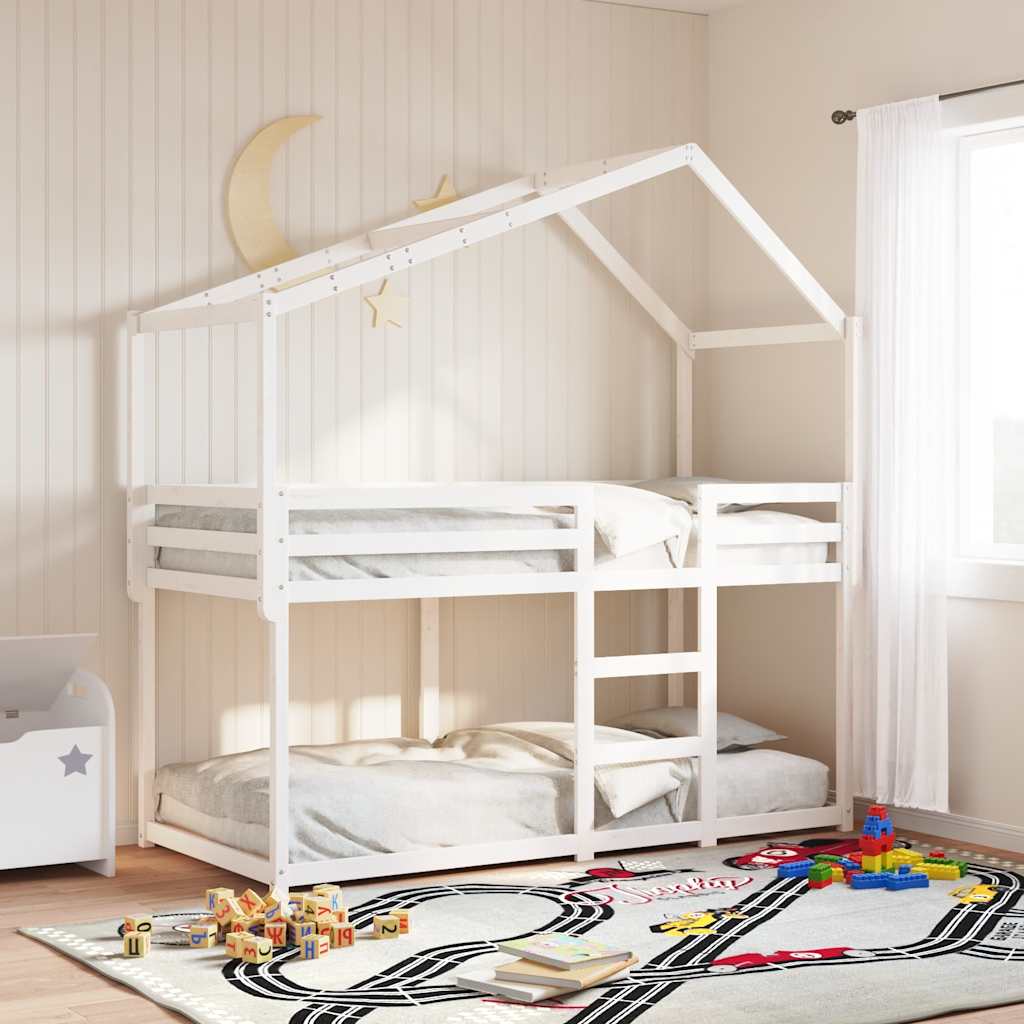 JUNG Vida Dach für Kinderbett Weiß 203x80,5x142 cm Massivholz Kiefer