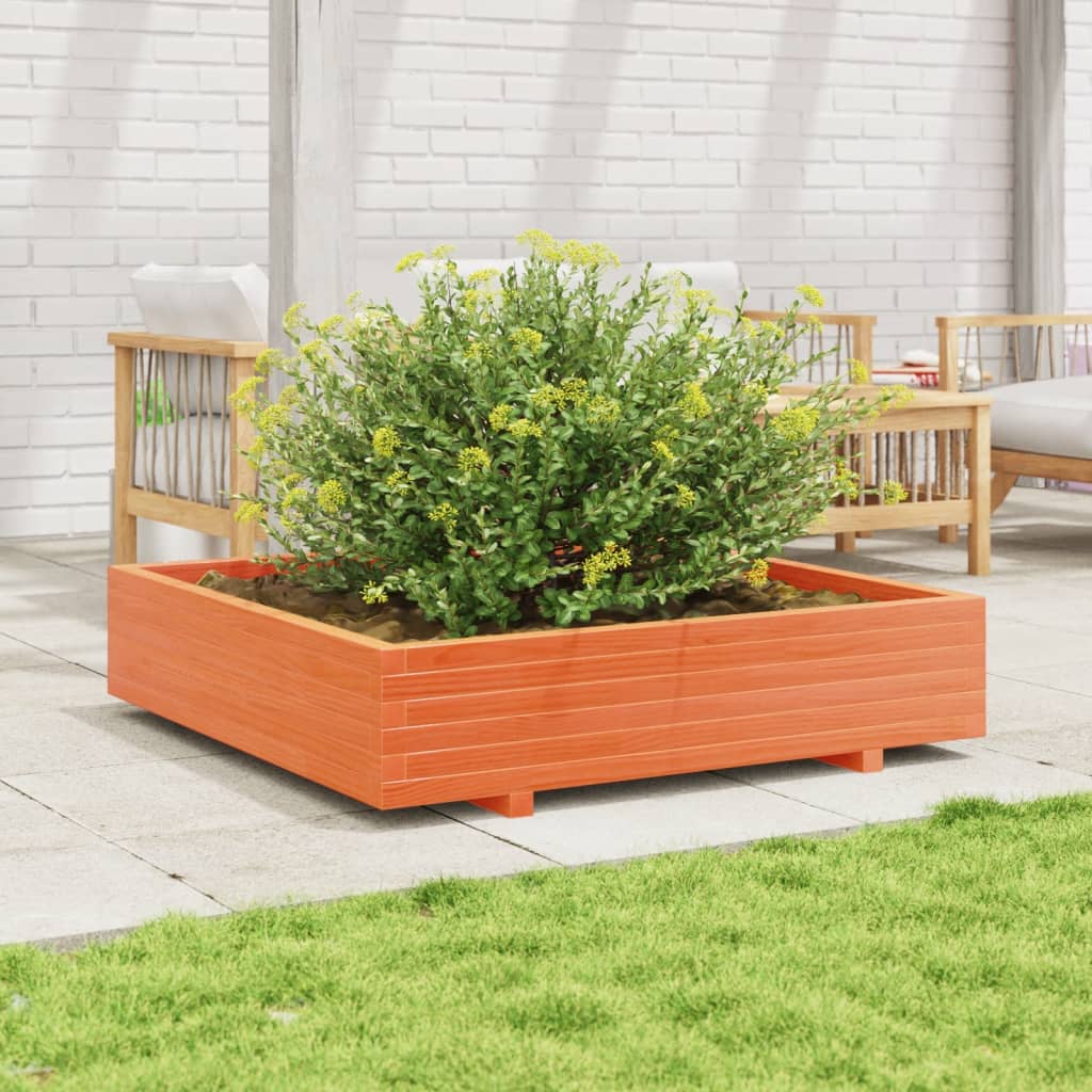 JUNG Vida Pflanzkübel Wachsbraun 110x110x26,5 cm Massivholz Kiefer