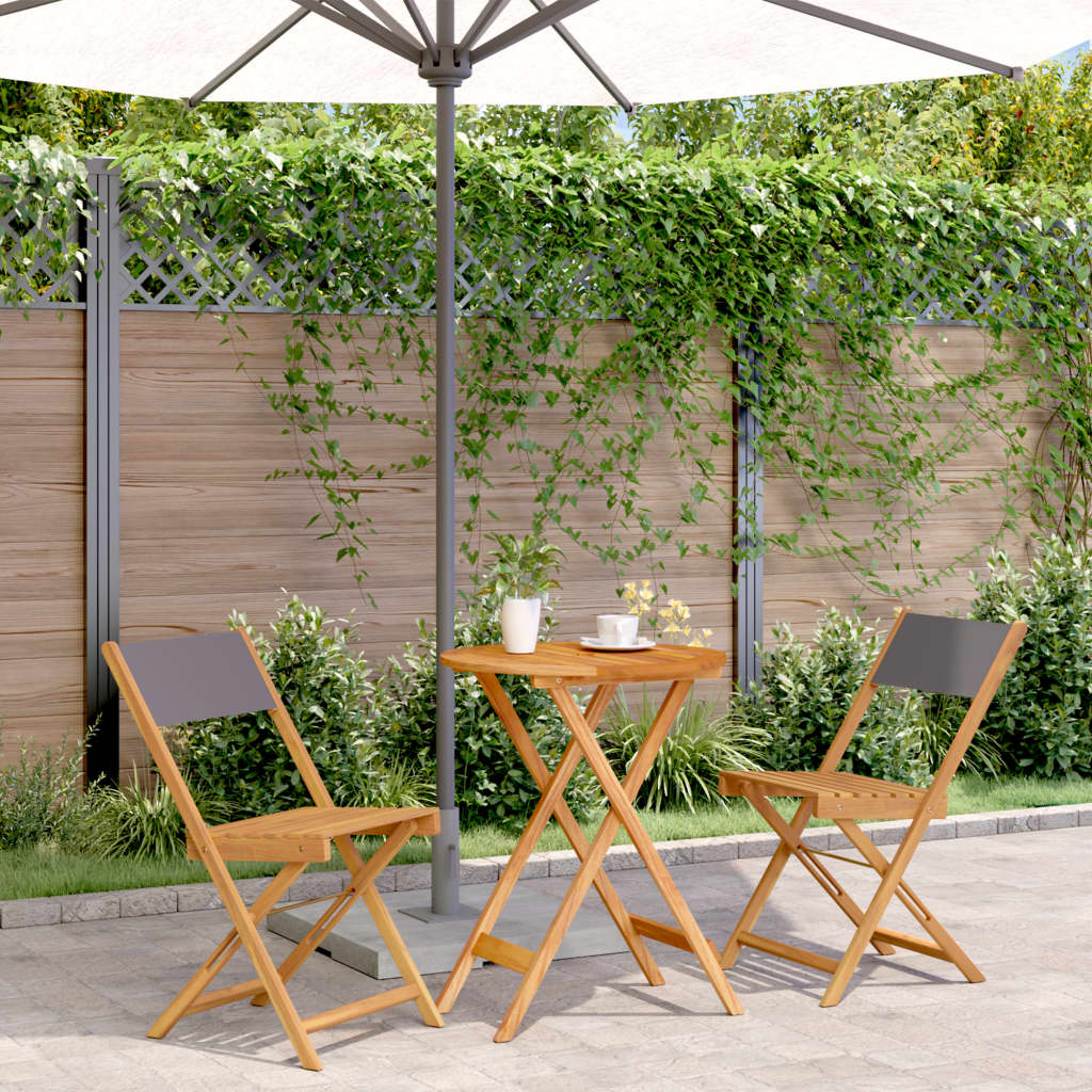JUNG Vida 3-tlg. Bistro-Set Anthrazit Stoff und Massivholz