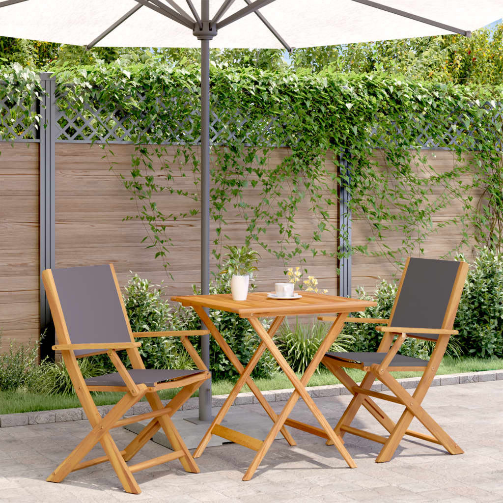 JUNG Vida 3-tlg. Bistro-Set Anthrazit Stoff und Massivholz
