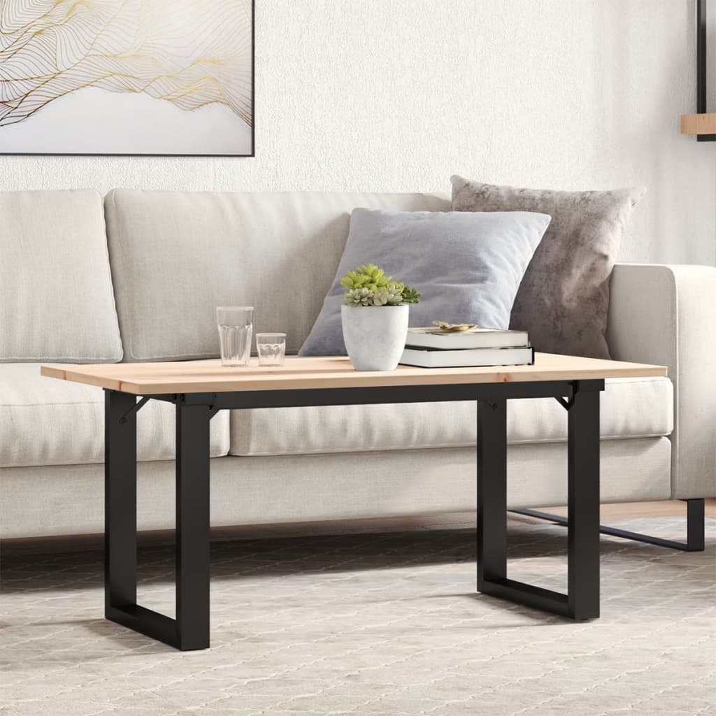 JUNG Vida Couchtisch O-Gestell 90x40x45cm Massivholz Kiefer und Stahl