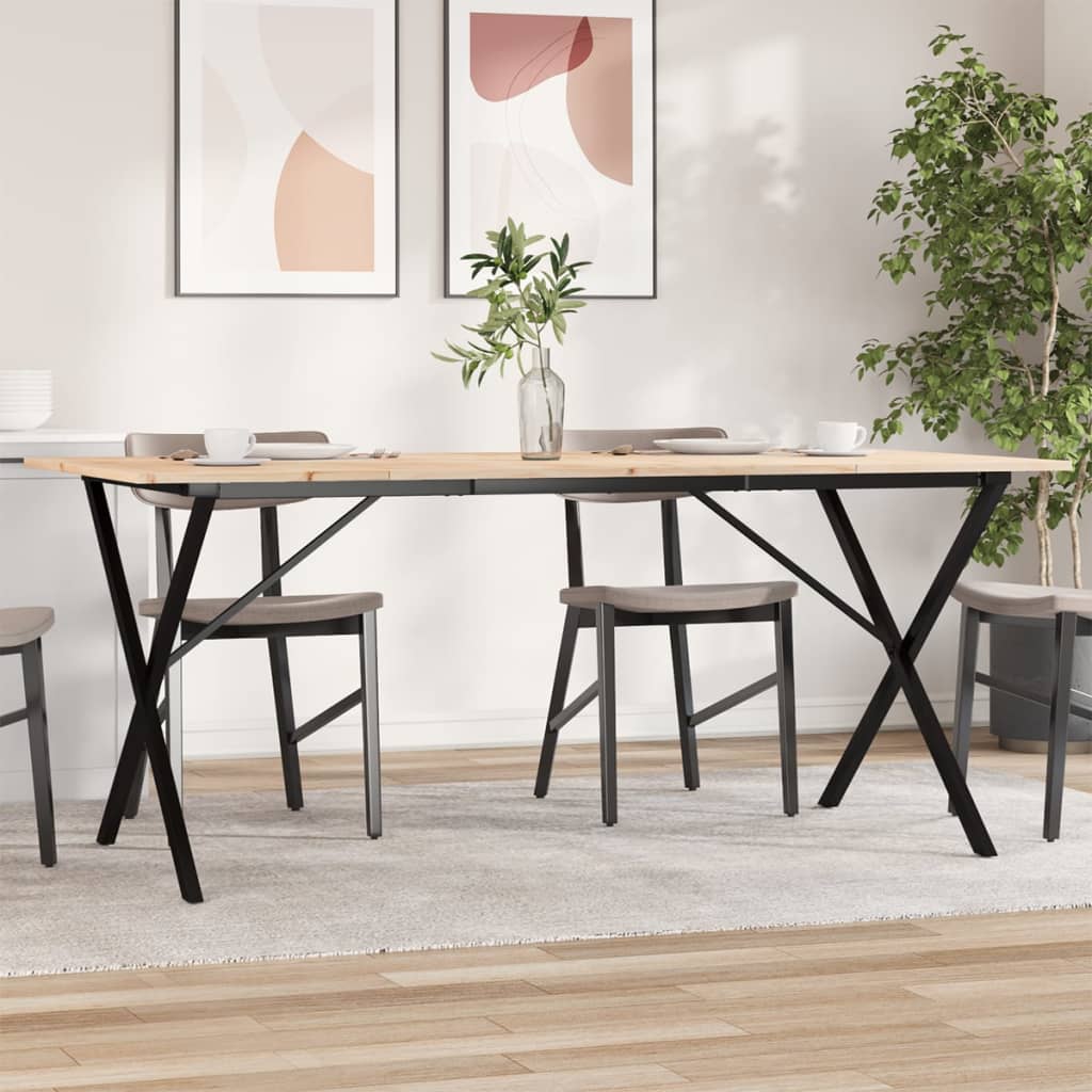 JUNG Vida Esstisch X-Gestell 180x90x75 cm Massivholz Kiefer und Stahl