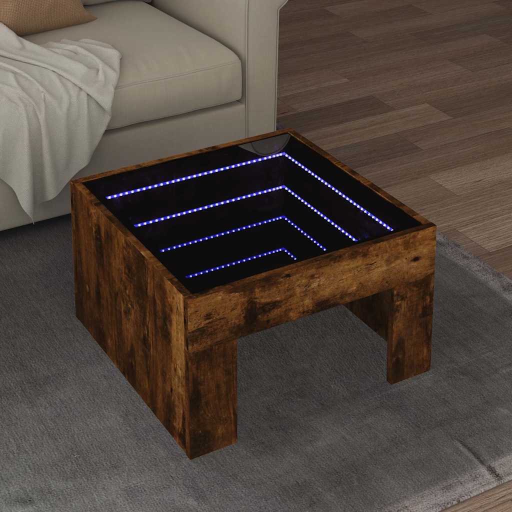 JUNG Vida Couchtisch mit Infinity-LED Räuchereiche 50x50x30 cm