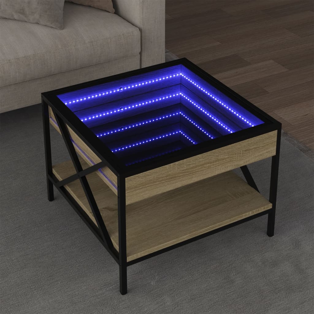 JUNG Vida Couchtisch mit Infinity-LED Sonoma-Eiche 50x50x38 cm