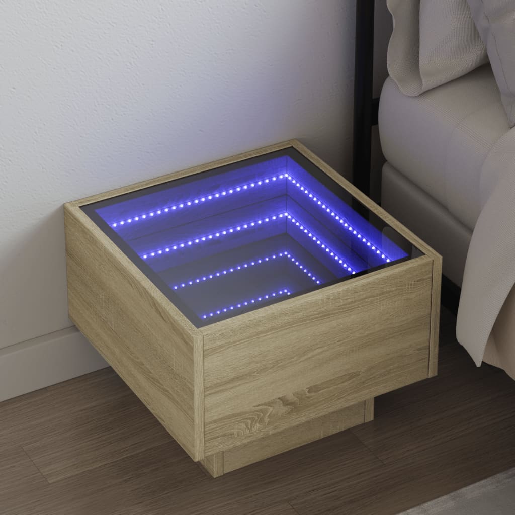 JUNG Vida Nachttisch mit Infinity-LED Sonoma-Eiche 40x40x30 cm