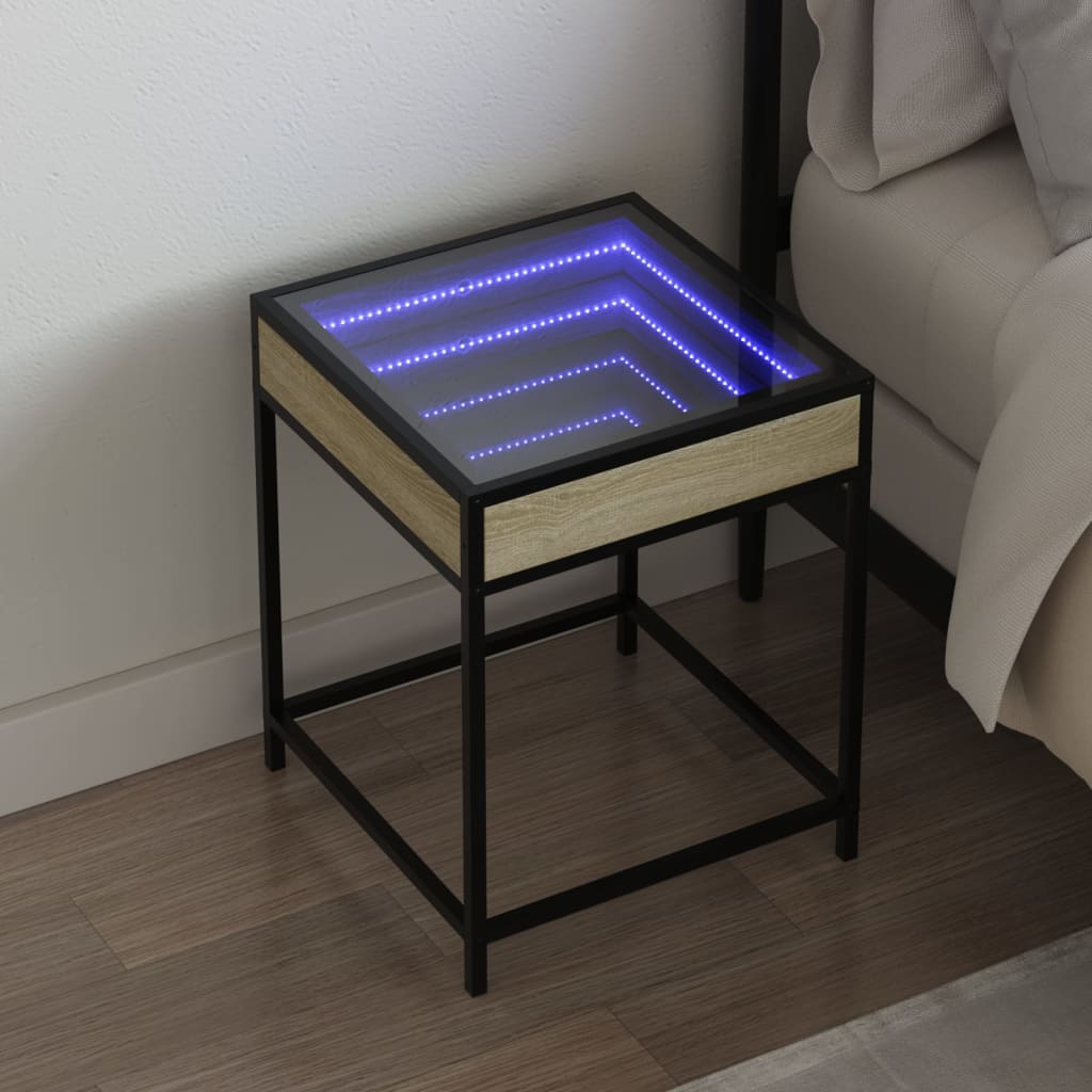 JUNG Vida Nachttisch mit Infinity-LED Sonoma-Eiche 40x40x51 cm
