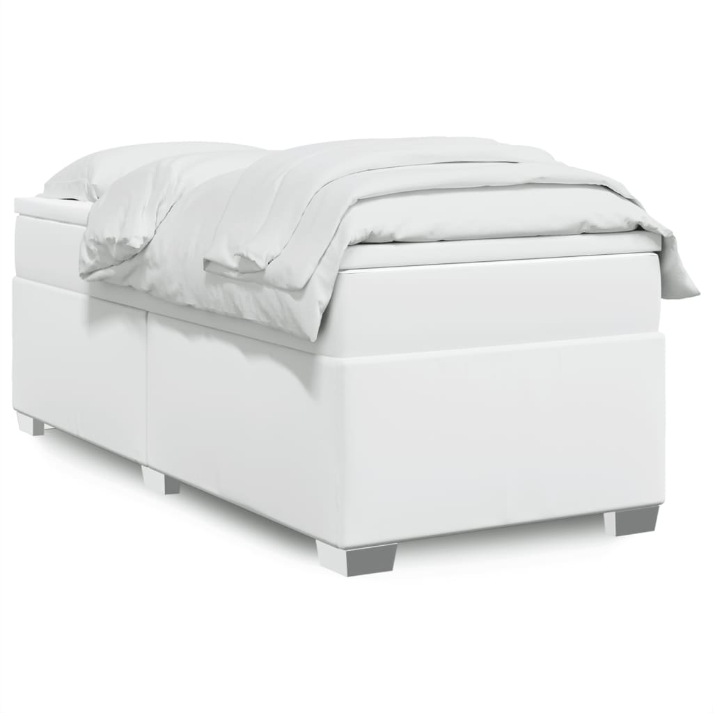 JUNG Vida Boxspringbett mit Matratze Weiß 90x200 cm Kunstleder