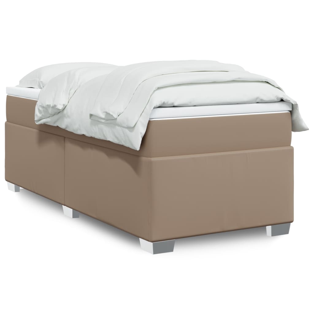 JUNG Vida Boxspringbett mit Matratze Cappuccino-Braun 90x200cm Kunstleder