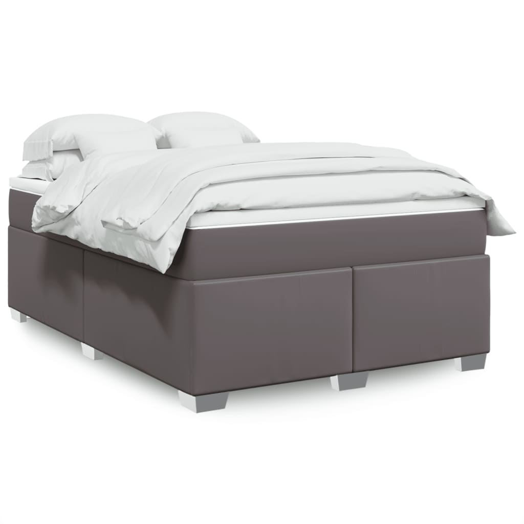 JUNG Vida Boxspringbett mit Matratze Grau 140x200 cm Kunstleder
