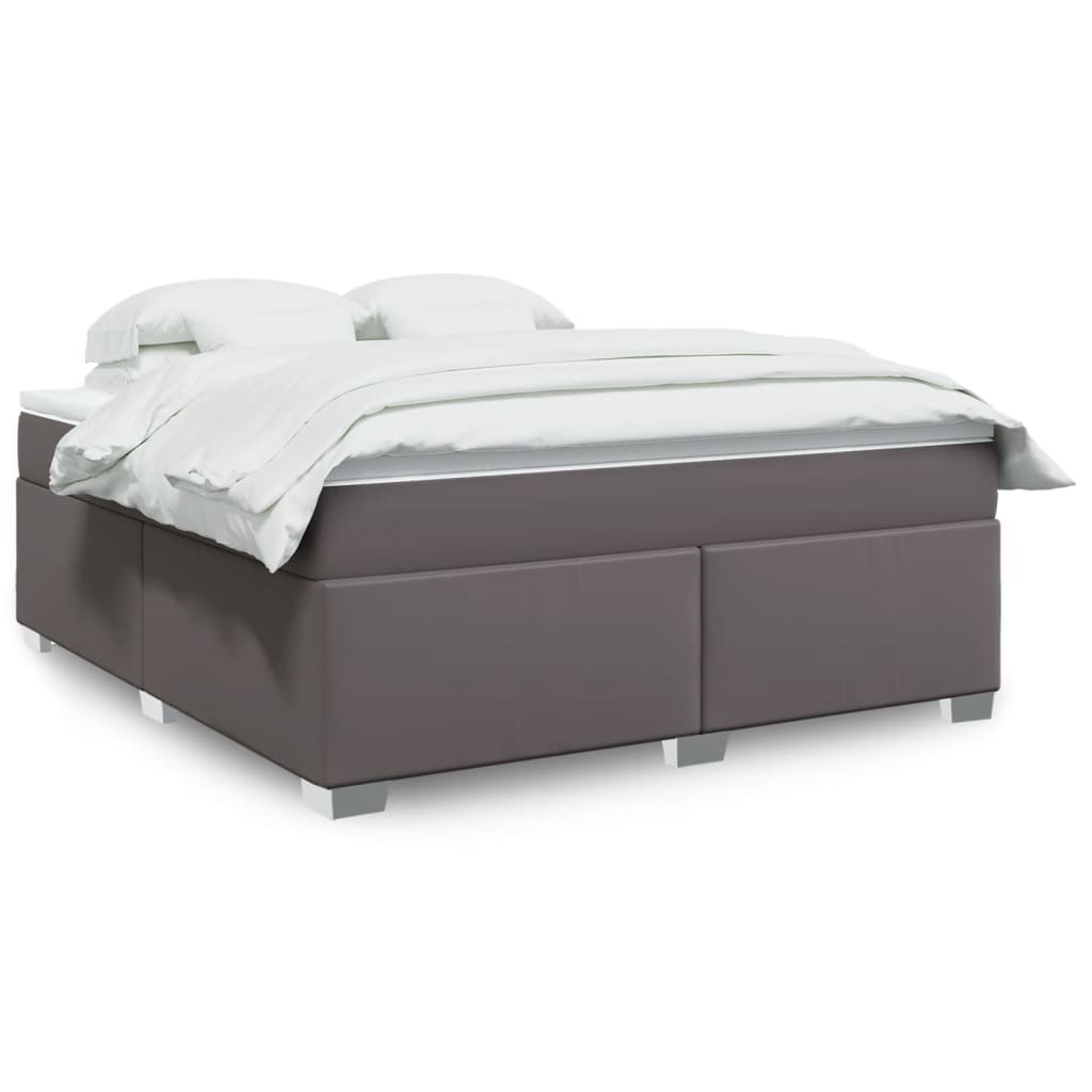 JUNG Vida Boxspringbett mit Matratze Grau 180x200 cm Kunstleder