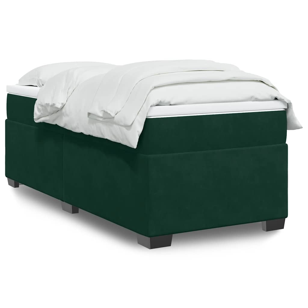 JUNG Vida Boxspringbett mit Matratze Dunkelgrün 90x190 cm Samt