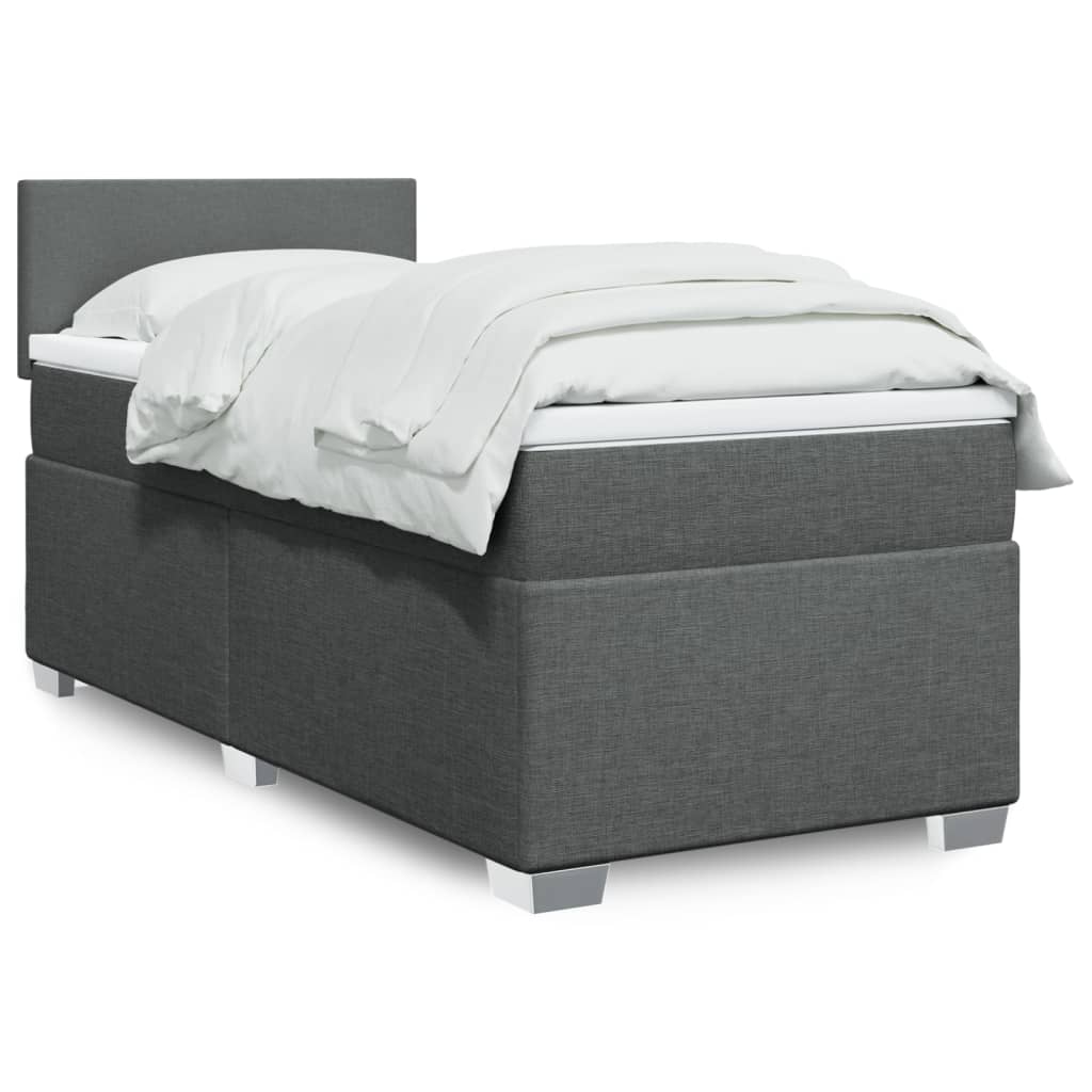 JUNG Vida Boxspringbett mit Matratze Dunkelgrau 90x190 cm Stoff