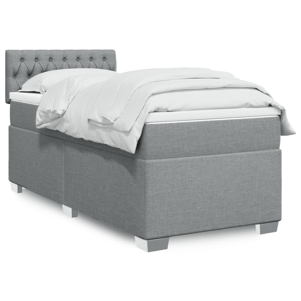 JUNG Vida Boxspringbett mit Matratze Hellgrau 90x200 cm Stoff