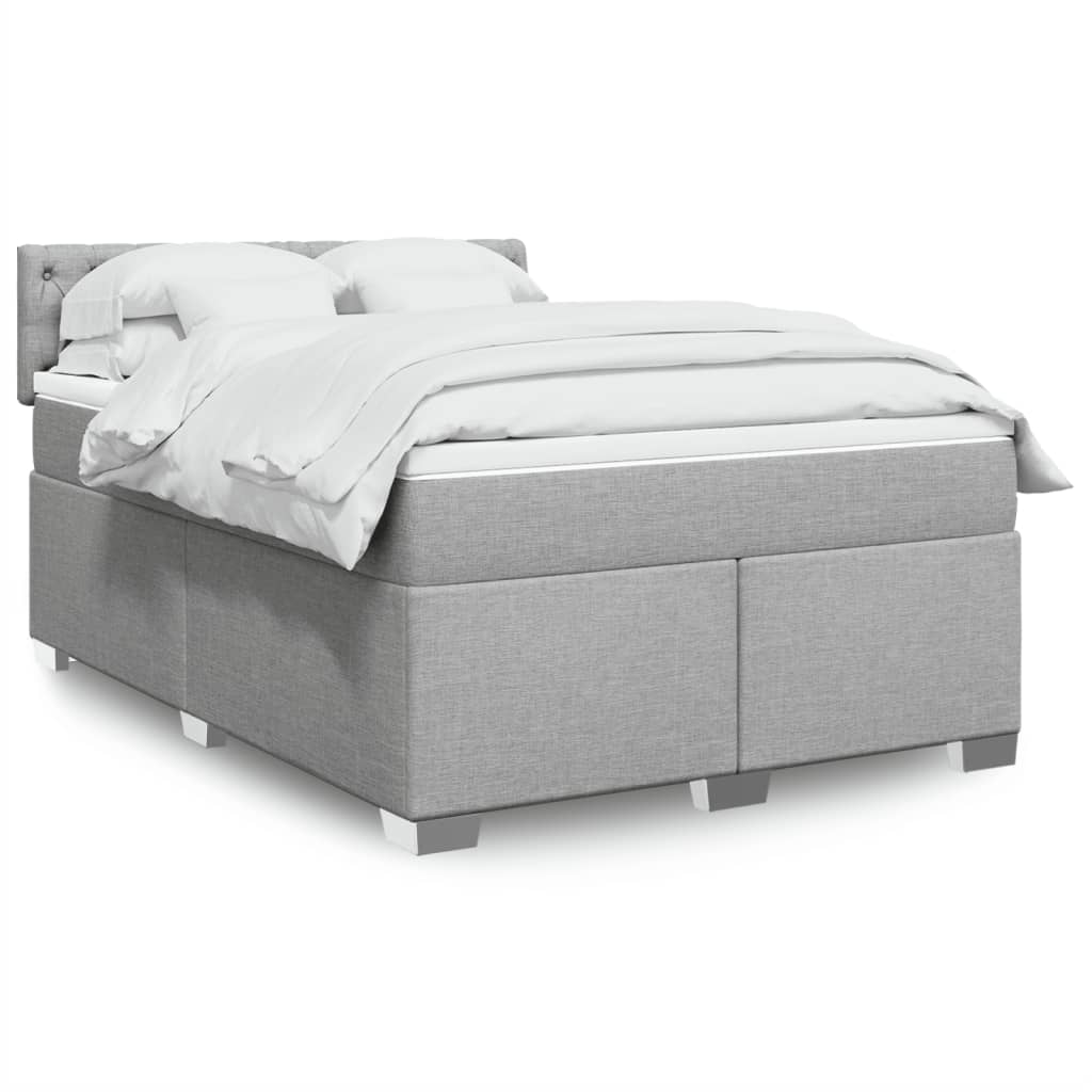JUNG Vida Boxspringbett mit Matratze Hellgrau 140x200 cm Stoff