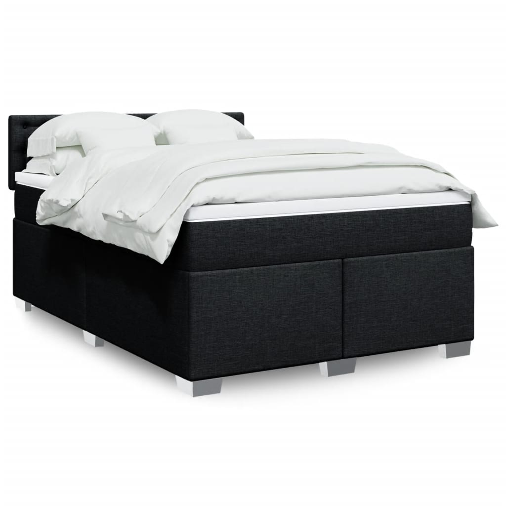 JUNG Vida Boxspringbett mit Matratze Schwarz 140x200 cm Stoff