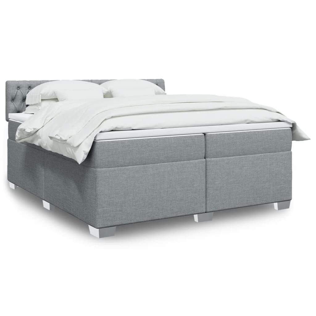 JUNG Vida Boxspringbett mit Matratze Hellgrau 200x200 cm Stoff