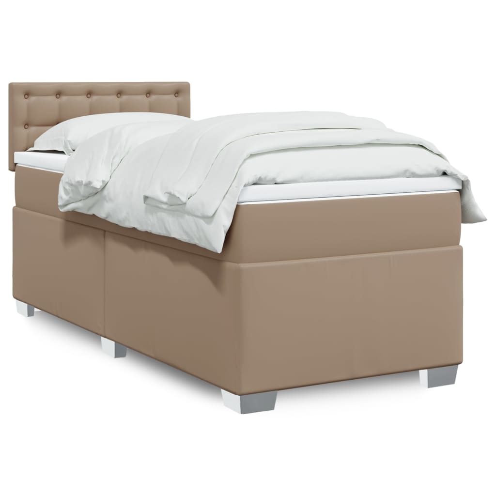JUNG Vida Boxspringbett mit Matratze Cappuccino-Braun 90x190cm Kunstleder