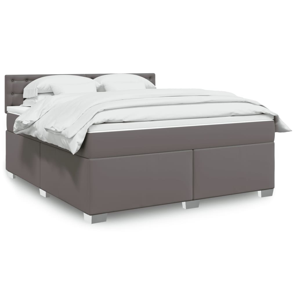 JUNG Vida Boxspringbett mit Matratze Grau 180x200 cm Kunstleder