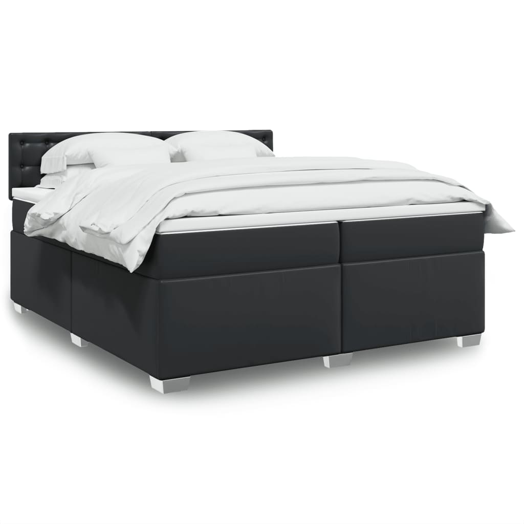 JUNG Vida Boxspringbett mit Matratze Schwarz 200x200 cm Kunstleder
