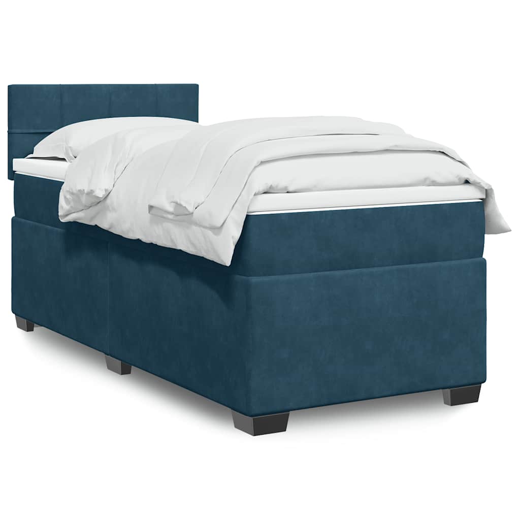 JUNG Vida Boxspringbett mit Matratze Dunkelblau 80x200 cm Samt