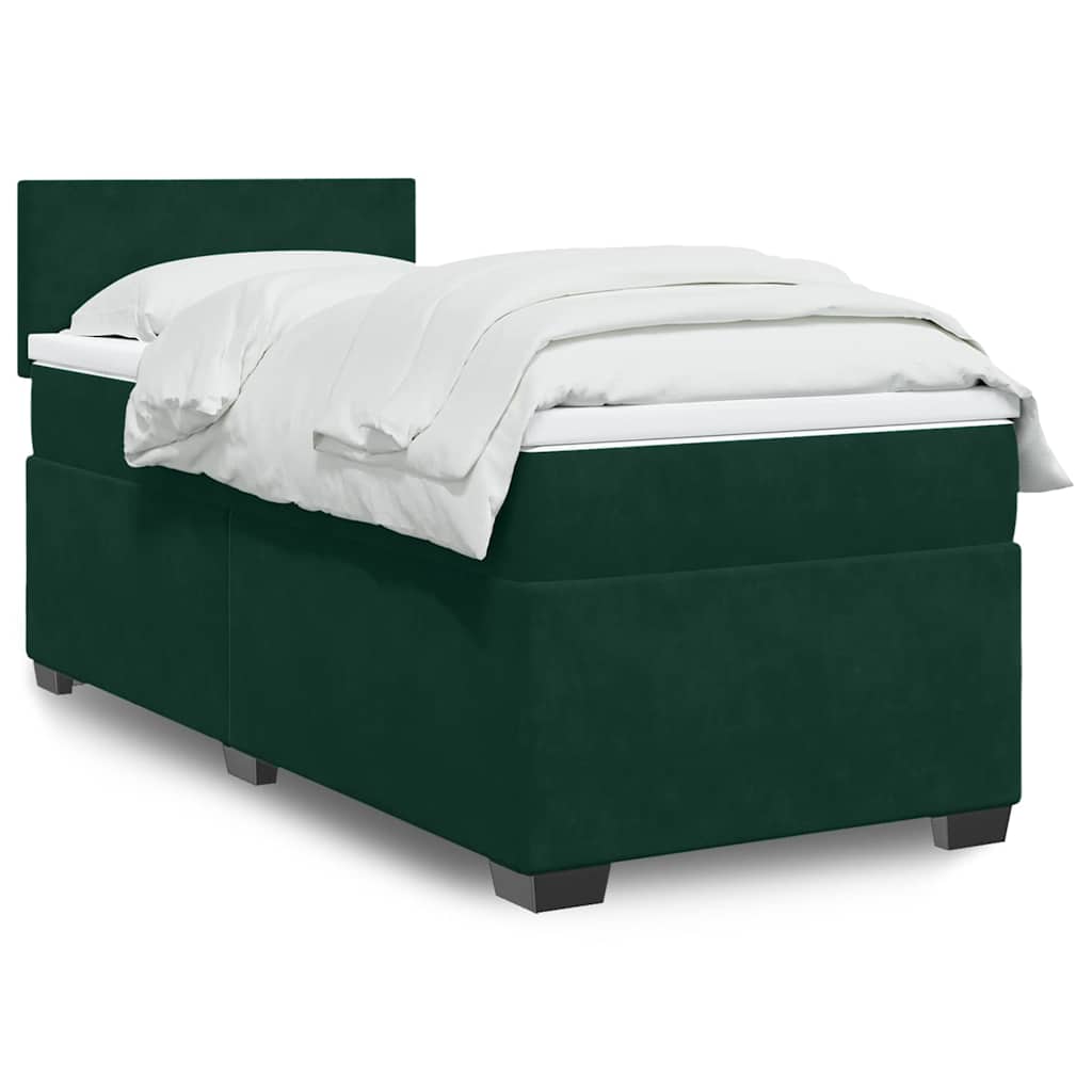 JUNG Vida Boxspringbett mit Matratze Dunkelgrün 90x200 cm Samt