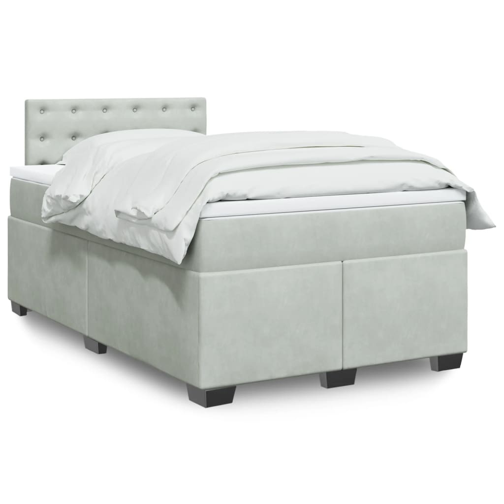 JUNG Vida Boxspringbett mit Matratze Hellgrau 120x190 cm Samt