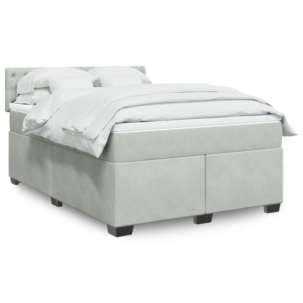 JUNG Vida Boxspringbett mit Matratze Hellgrau 160x200 cm Samt