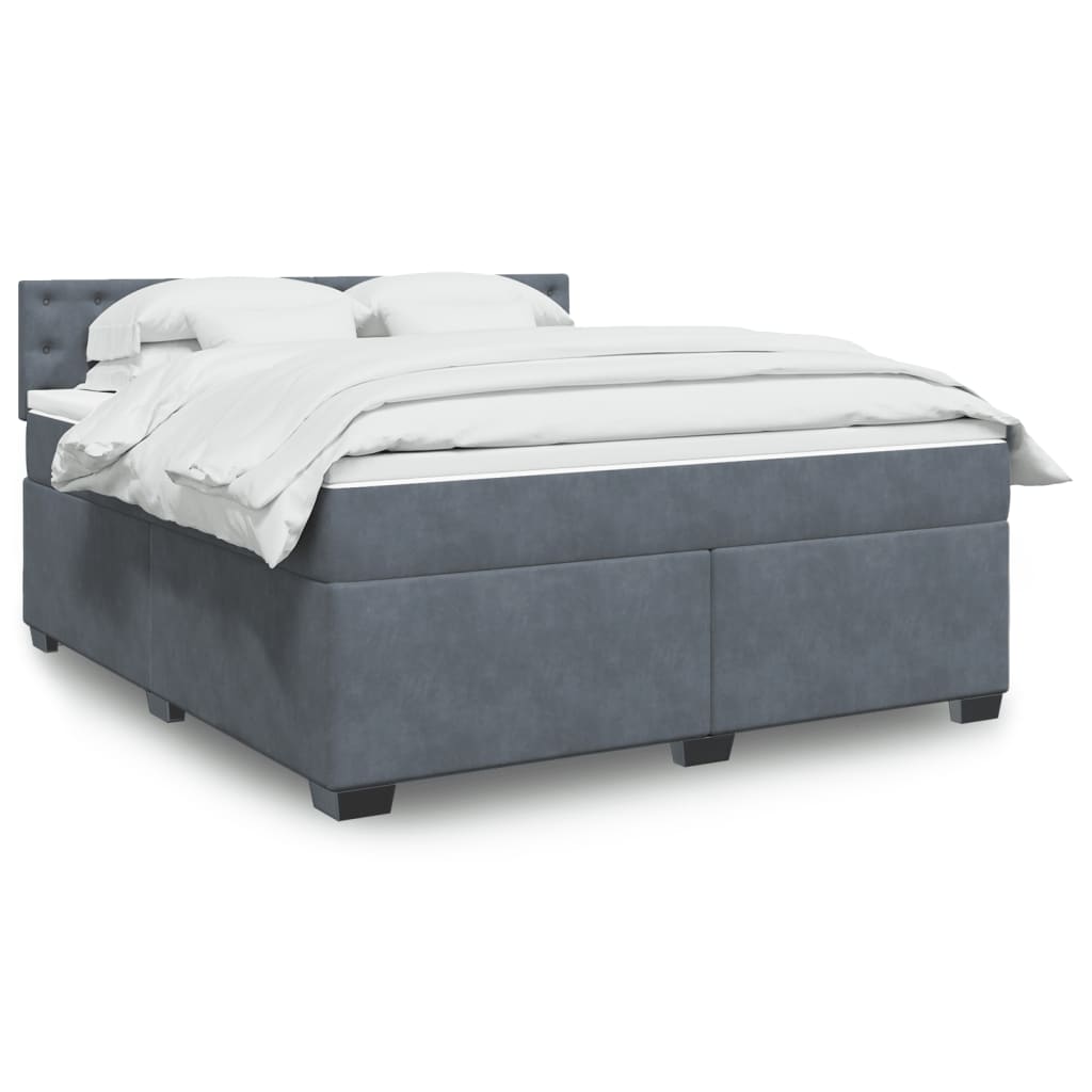 JUNG Vida Boxspringbett mit Matratze Dunkelgrau 180x200 cm Samt