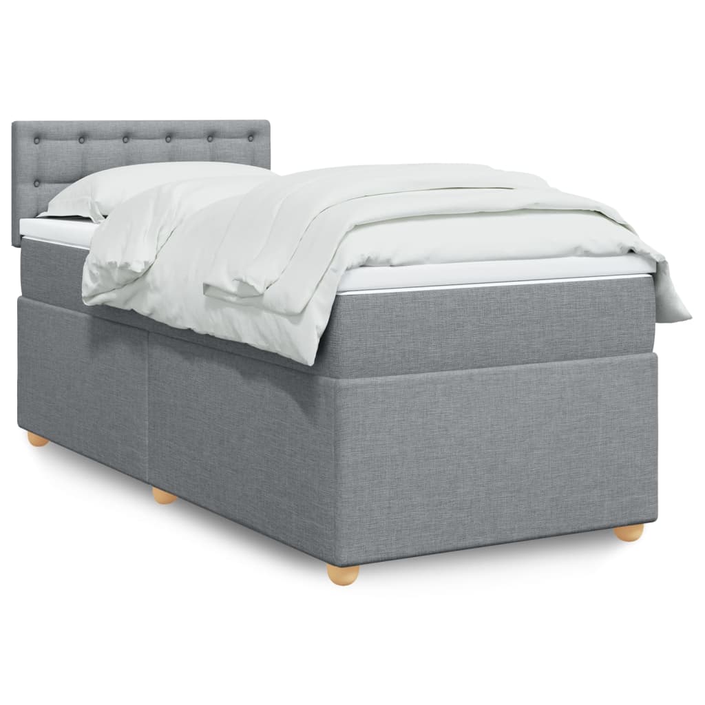 JUNG Vida Boxspringbett mit Matratze Hellgrau 80x200 cm Stoff