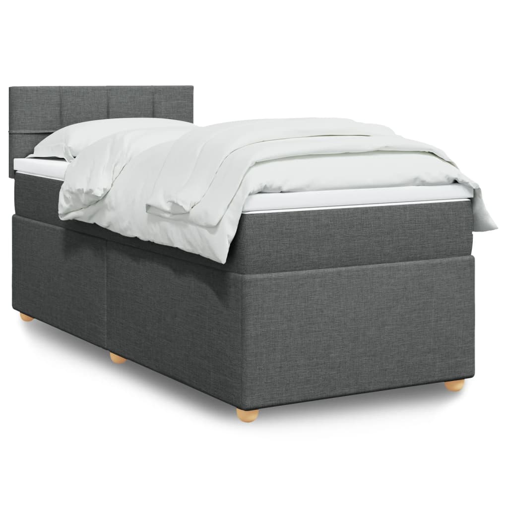 JUNG Vida Boxspringbett mit Matratze Dunkelgrau 90x190 cm Stoff