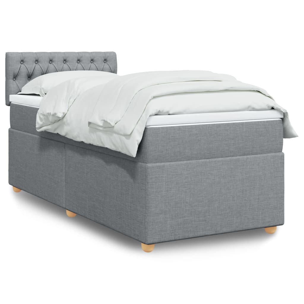 JUNG Vida Boxspringbett mit Matratze Hellgrau 90x190 cm Stoff
