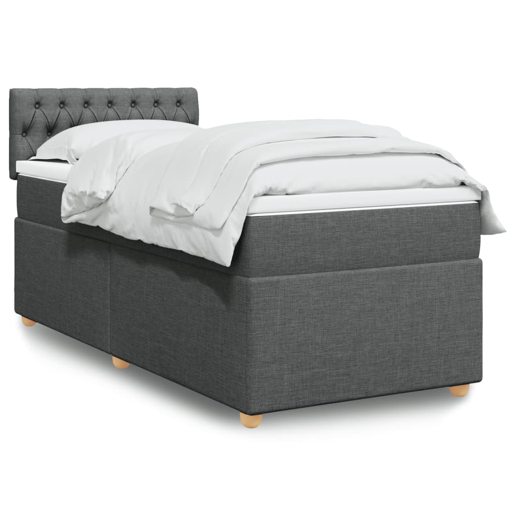 JUNG Vida Boxspringbett mit Matratze Dunkelgrau 100x200 cm Stoff