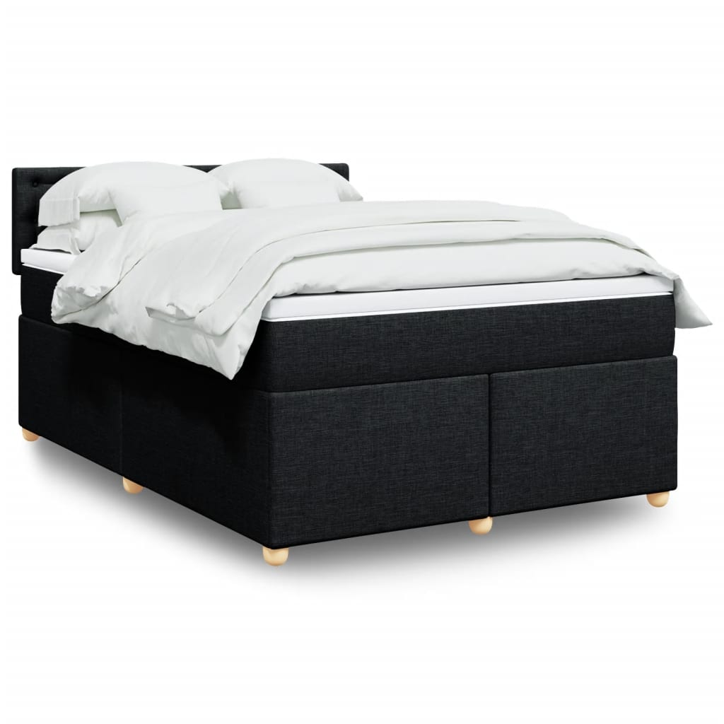 JUNG Vida Boxspringbett mit Matratze Schwarz 140x190 cm Stoff
