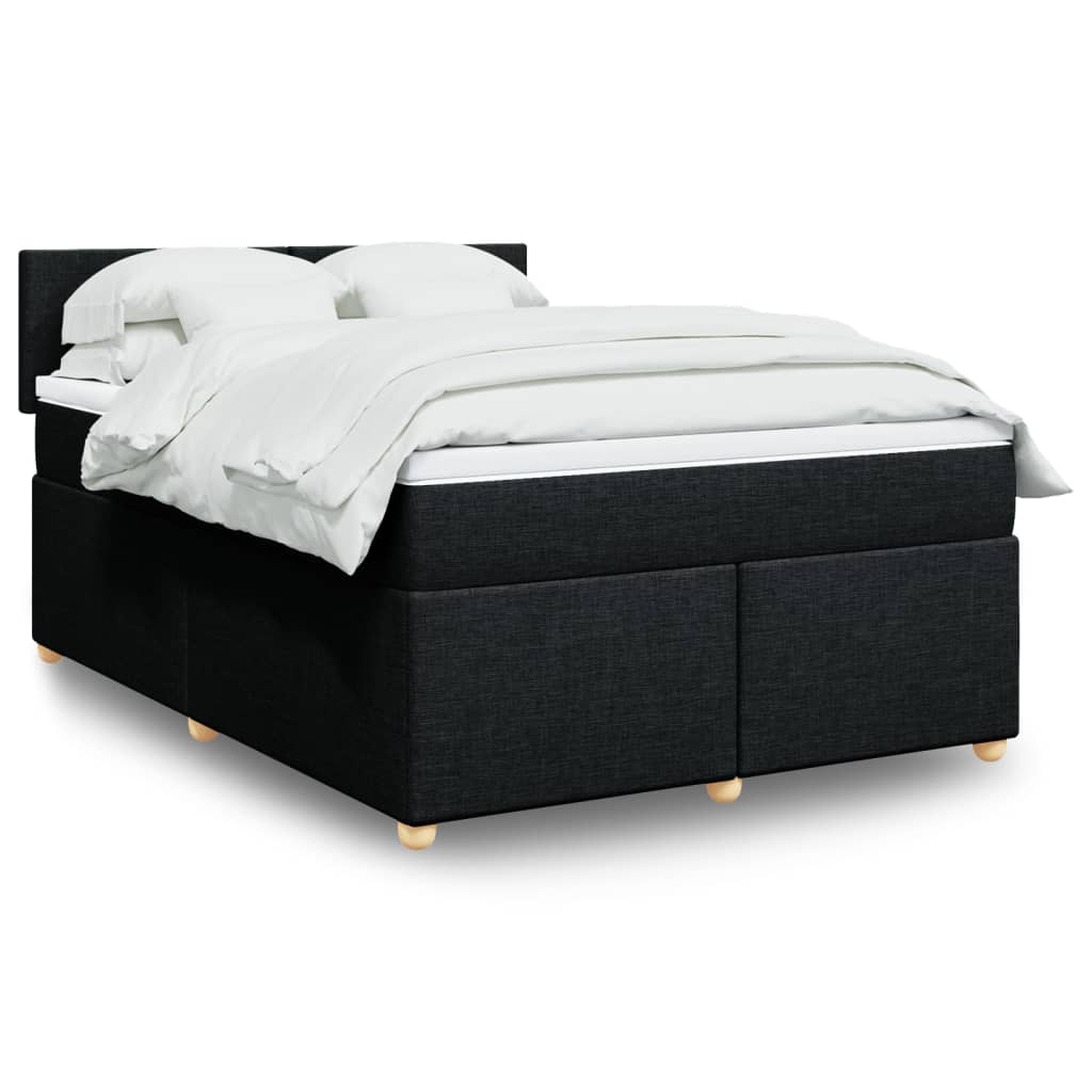 JUNG Vida Boxspringbett mit Matratze Schwarz 140x200 cm Stoff