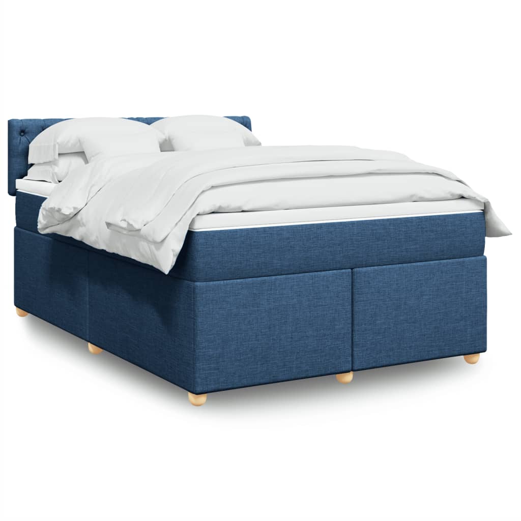 JUNG Vida Boxspringbett mit Matratze Blau 140x200 cm Stoff
