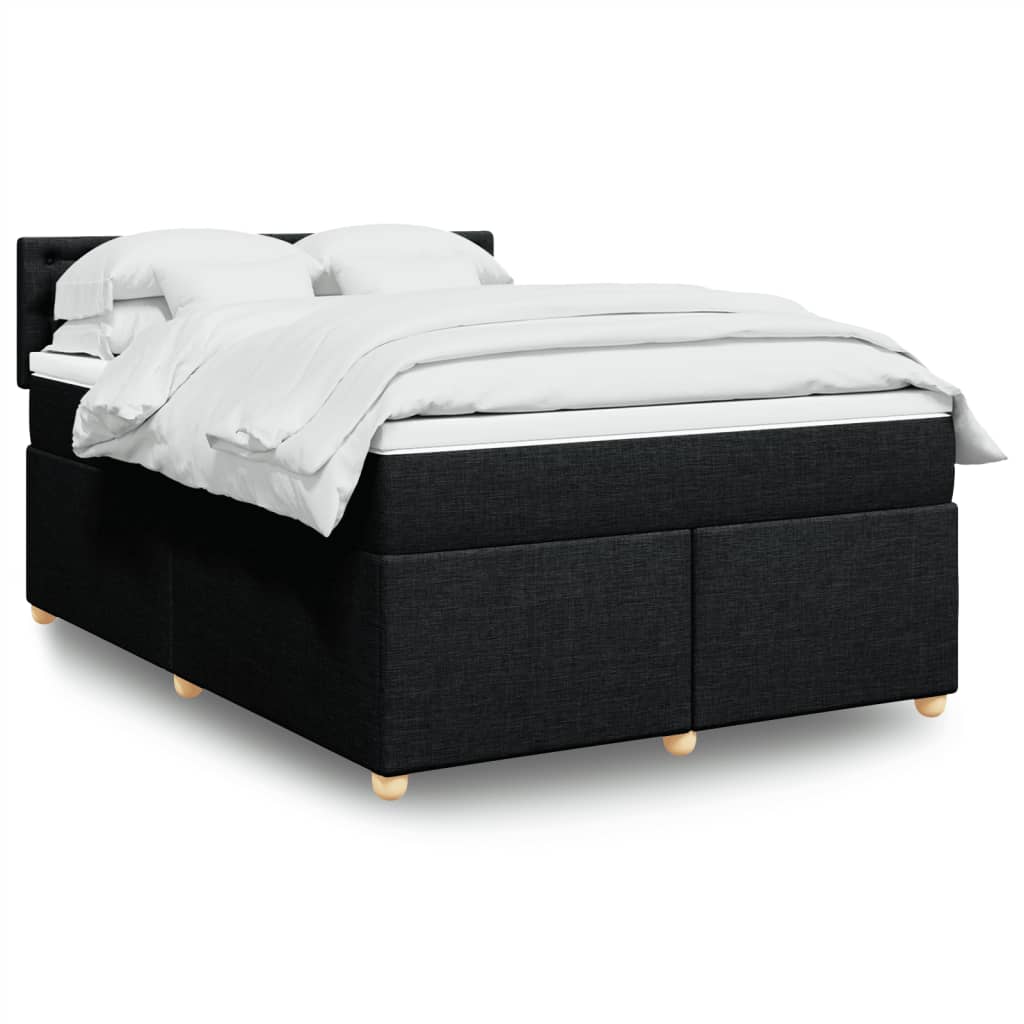 JUNG Vida Boxspringbett mit Matratze Schwarz 140x200 cm Stoff