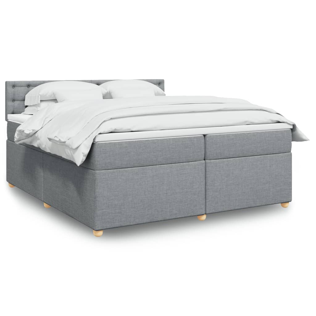 JUNG Vida Boxspringbett mit Matratze Hellgrau 200x200 cm Stoff