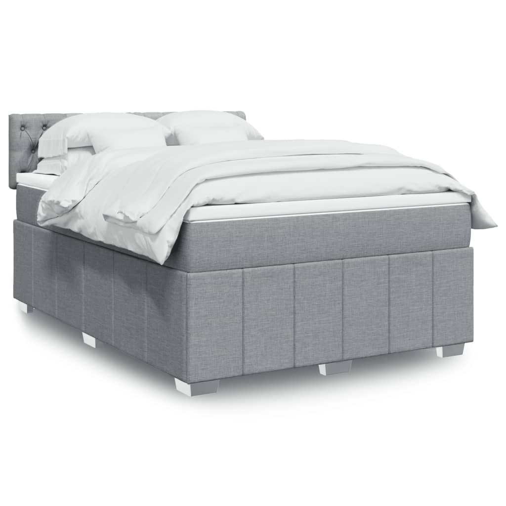 JUNG Vida Boxspringbett mit Matratze Hellgrau 140x200 cm Stoff
