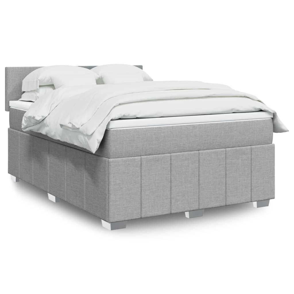 JUNG Vida Boxspringbett mit Matratze Hellgrau 160x200 cm Stoff