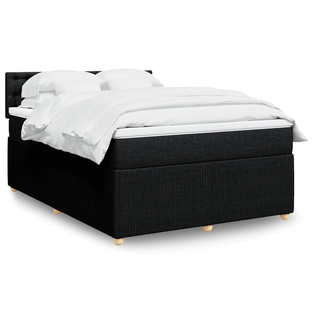 JUNG Vida Boxspringbett mit Matratze Schwarz 140x200 cm Stoff