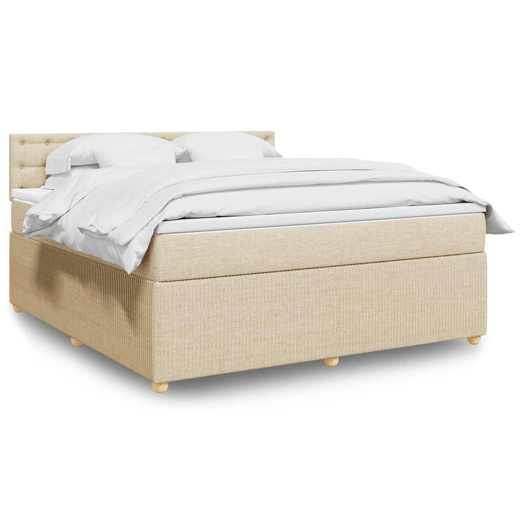 JUNG Vida Boxspringbett mit Matratze Creme 180x200 cm Stoff