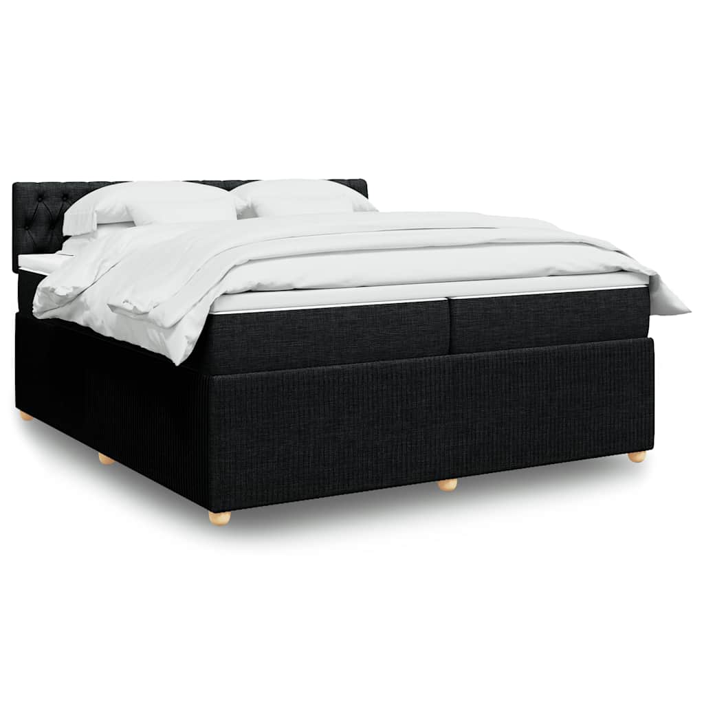 JUNG Vida Boxspringbett mit Matratze Schwarz 200x200 cm Stoff