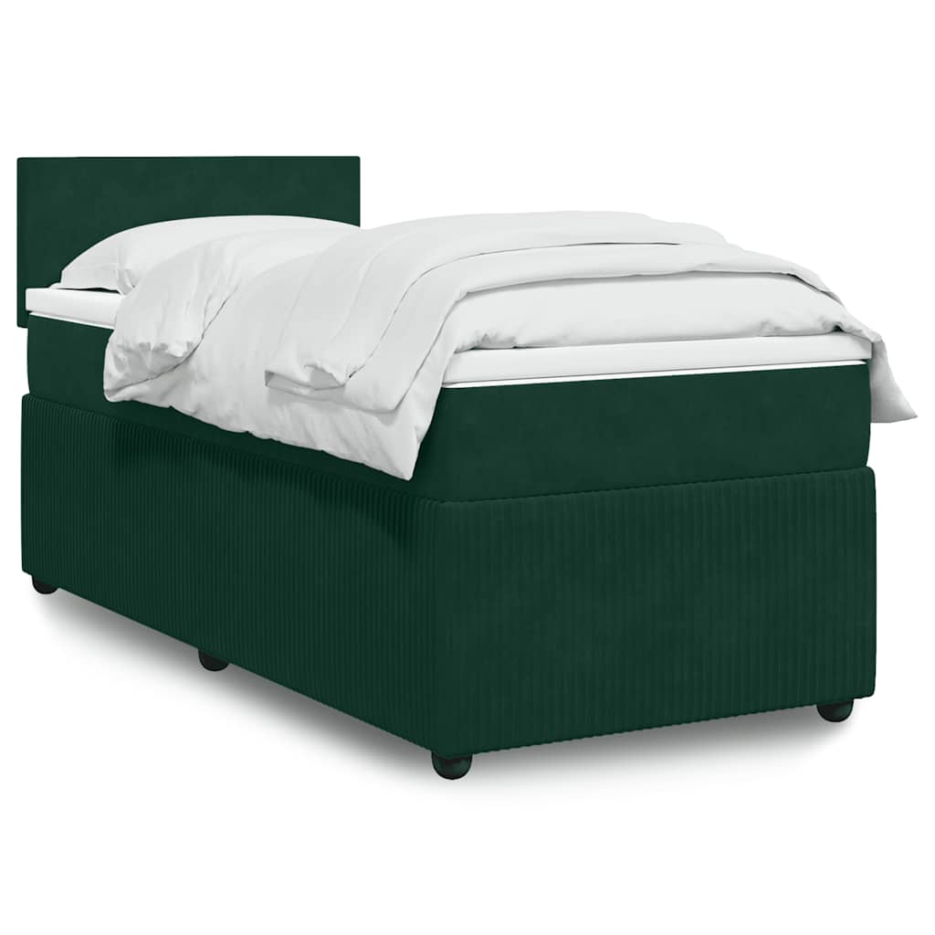 JUNG Vida Boxspringbett mit Matratze Dunkelgrün 100x200 cm Samt