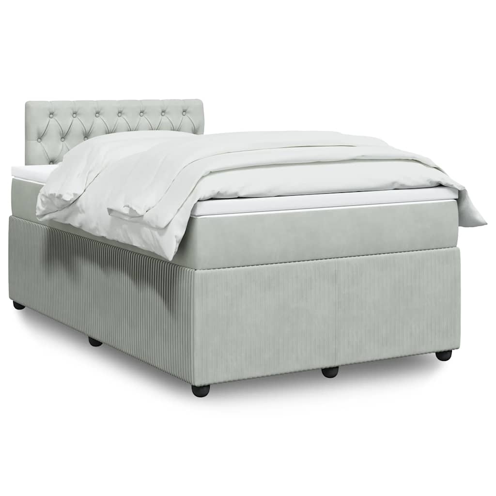 JUNG Vida Boxspringbett mit Matratze Hellgrau 120x200 cm Samt